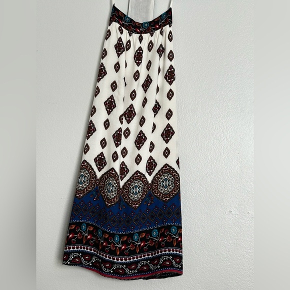 Solemio Cream and Blue Boho Mini Dress - Picture 5 of 13